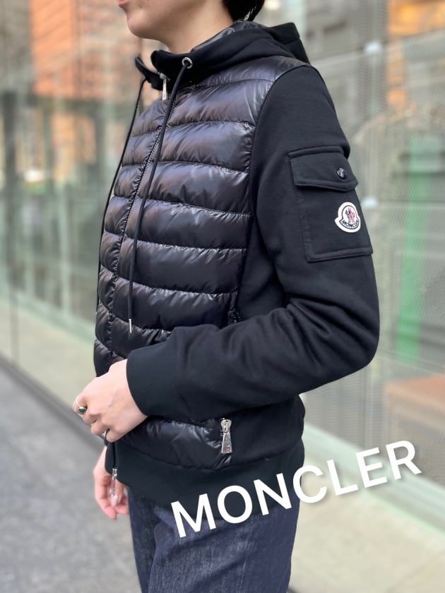 シャイニングゴールデン MONCLER ニット×ダウン カーディガン