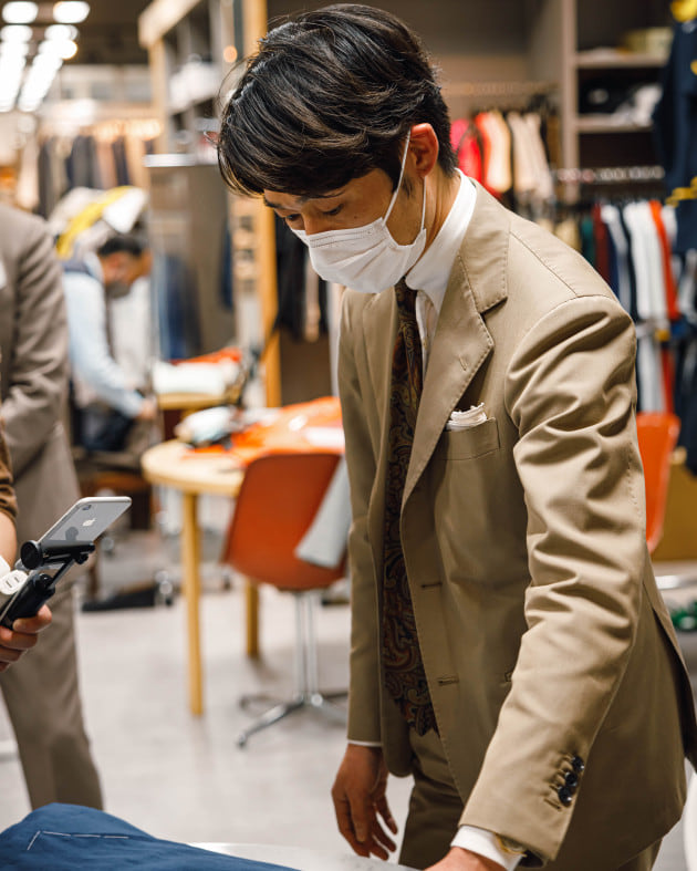 BEAMS F スーツ ベージュストライプ 48 BEAMS F＞BEIGE SUITS｜ビームスF 新宿｜BEAMS