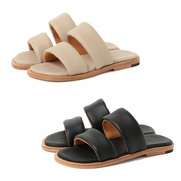 軽量+ストレッチ性+吸水速乾 22SS AURALEE LEATHER STRAP SANDAL BLACK