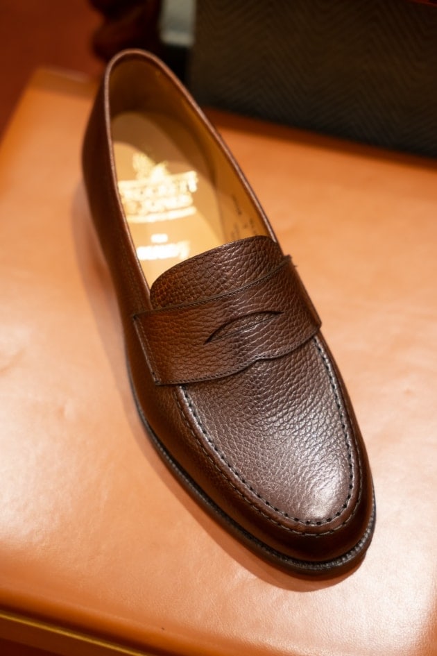 【santoni】茶色革ローファー