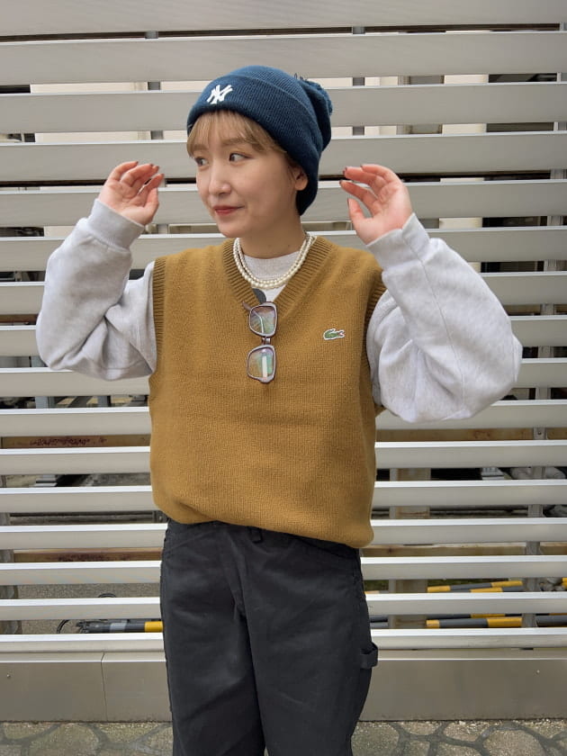 LACOSTE for BEAMS BOY / 別注 Vネック ニットベスト 要チェック