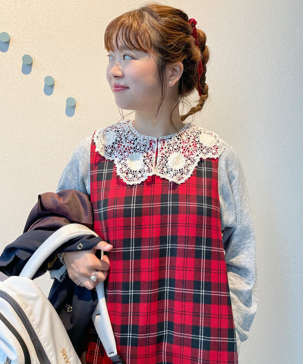 beams boy ポリエステル チェックノースリーブワンピース 【公式通販】