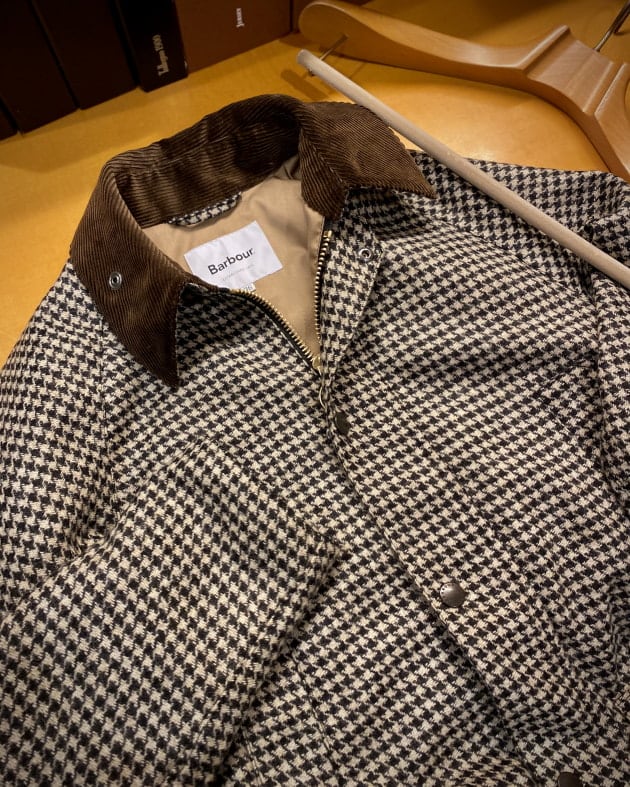 Barbour × BEAMS F / 別注 BEDALE-F ハウンドトゥース-levercoffee.com