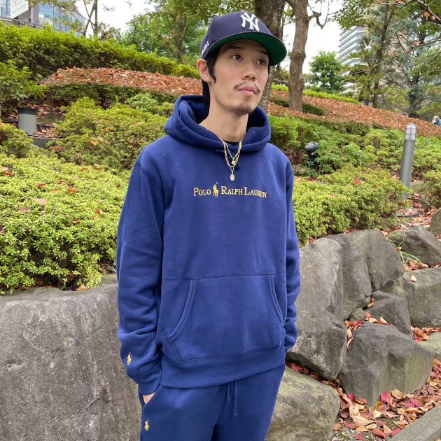 レトロビームス別注  Navy and Gold Logo FLEECE JACKET