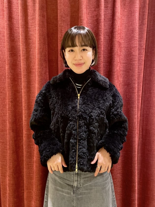 Demi luxe BEAMS  フェイクファーコート　ブルー　34サイズ