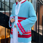 鮮やかなカラー、ラインニットカーディガン！