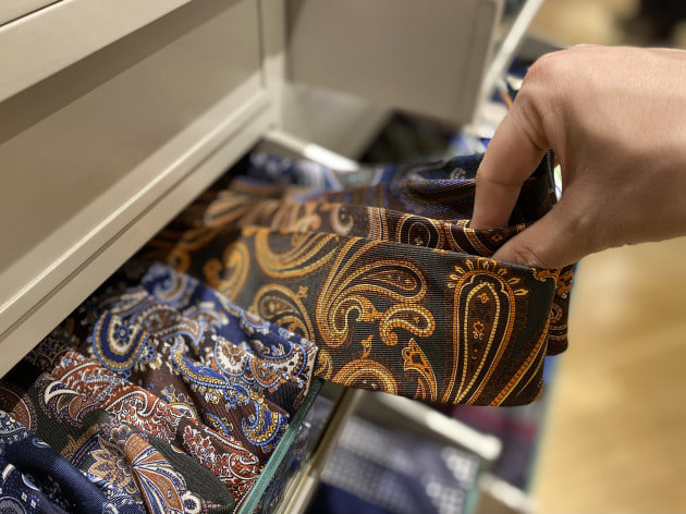 【BEAMS F】〈ADAMLEY〉 ペイズリー　プリントタイ BEAMS F（ビームスF）ADAMLEY シルク ペイズリー プリント