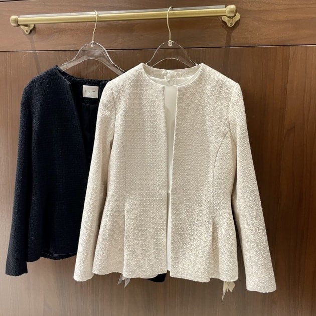 【Demi-Luxe BEAMS】ストレッチツイード ジャケット　アイボリー40 春のセレモニースタイル｜デミルクス ビームス 柏｜BEAMS