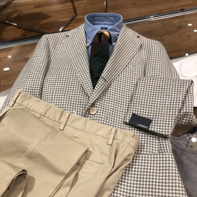 BEAMS F別注 LARDINI ウールリネンハウンドトゥースジャケット 干場 LARDINI＞ウールリネンハウンドトゥースジャケット｜ビームス 立川｜BEAMS
