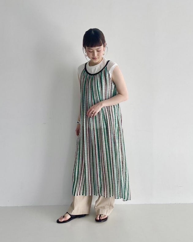 Demi Luxe BEAMS マルチカラーストライプ 引こ ロングワンピース(38)