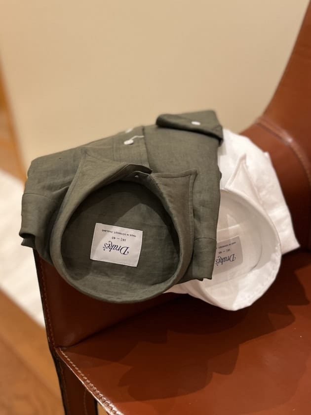 〈Drake’s〉linen regular collar shirts