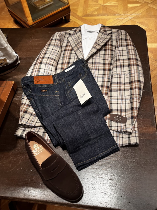 BEAMS F ブラックチェックジャケット グレー 46 オシャレ ビジネス 21160700264_C_1.jpg