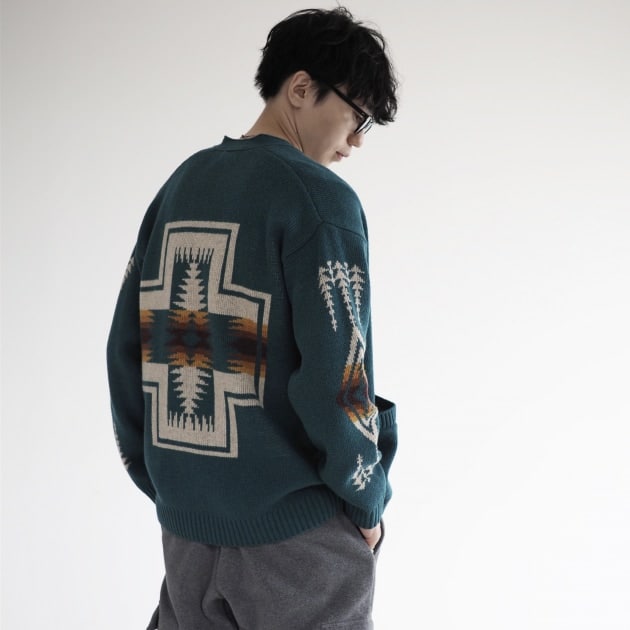 ペンドルトン 別注 ビーミングbyビームス ショールカラー　ニット　カーディガン ペンドルトンのビームス ライツ別注カーディガン、定番ネイティブ柄を