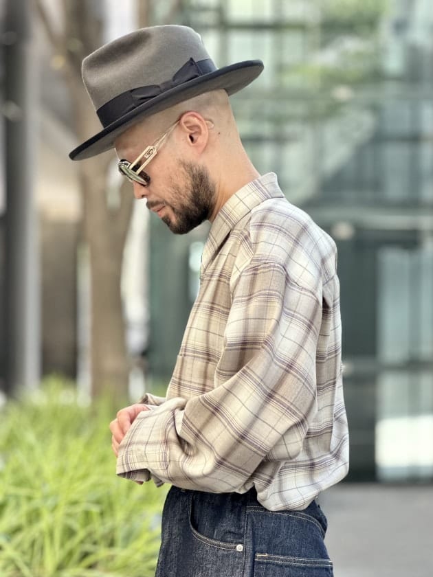 AURALEE SUPER LIGHT WOOL CHECK SHIRT