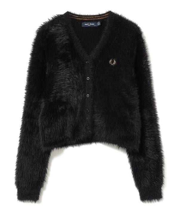 FRED PERRY【BEAMS別注】オーバーサイズ 黒 刺繍ロゴ カーディガン FRED PERRY【BEAMS別注】オーバーサイズ 黒 刺繍ロゴ カーディガン