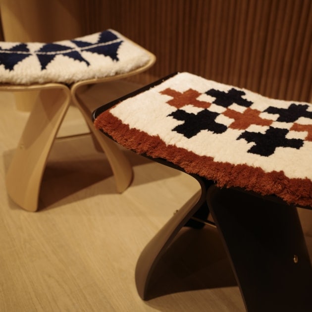 小野眞佐子さんによる倉敷からのノッティング織椅子敷コレクション 