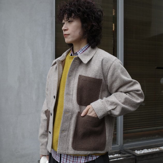 fennica フェニカ ヘリンボーン フレンチカバーオール 短丈 本間織布ヘリンボーン “French Court Work Jacket”｜fennica（フェニカ