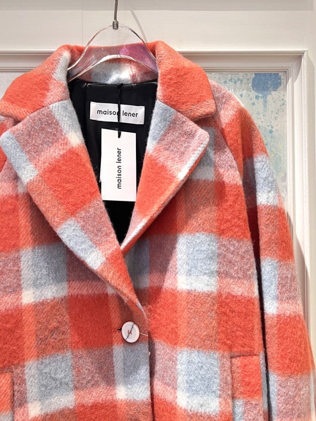 9】MAISON LENER チェック柄ロングコート36