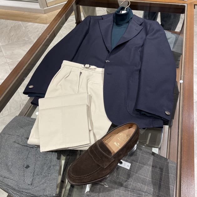 BEAMS FビームスF オリジナルEASYジャケット50ネイビー 日本製 BEAMS F（ビームスF）NEW EASY LEOMASTER シアサッカー