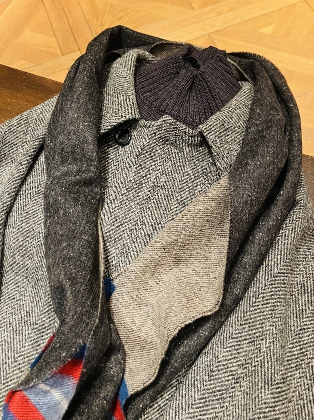 BEAMS F / HARRIS TWEED ヘリンボーン シングル ラグランスリーブ バル