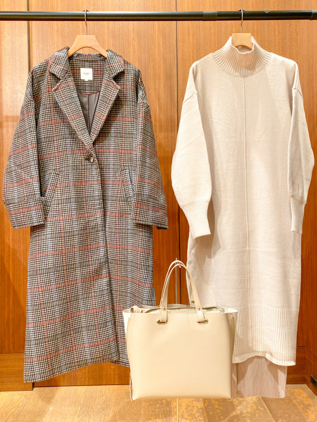 ベージュ チェスターコート (バックベルト付) ベルト付きマルチWay