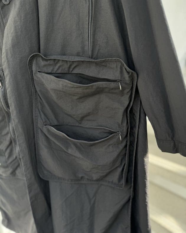 Beams Teatora Mens Black Packable Device Long Coat Concealed