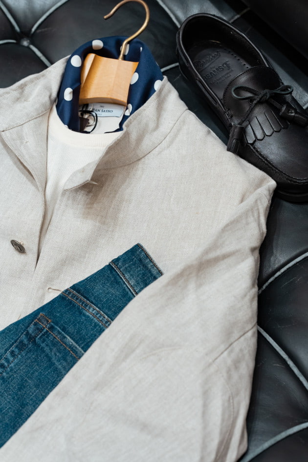 BEAMS F リネン ジャケット BEAMS F（ビームスF）SUBALPINO リネンコットン ヘリンボーン