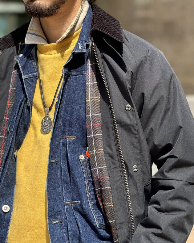 Barbour × TOGA ピンバッジ重ね着風 デニムジャケット 一点もの