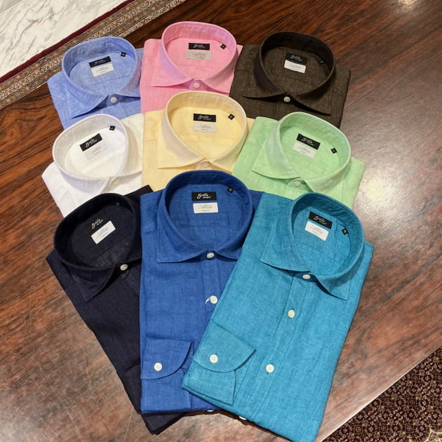 ＜LINEN100％＞春夏気分のシャツです