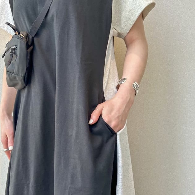 G5007*BEAMS ビームス☆Aライン☆切り替え☆ワンピース☆グレー紺 G5007*BEAMS ビームス☆Aライン☆切り替え☆ワンピース☆グレー