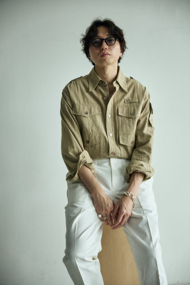 70s サファリ シャツジャケット ツイード ブラウン 170 M a23 シェットランドツイード サファリジャケット | TOMORROWLAND