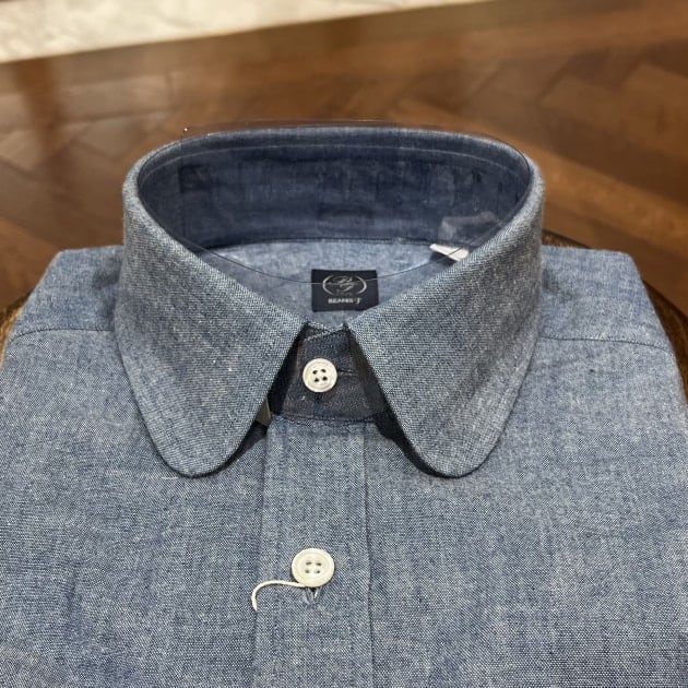 新品未使用 BEAMS F シャンブレーシャツ 、ラウンドカラー　40 シャンブレーラウンドカラーシャツ＜BEAMS F＞｜ビームスF