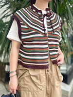 温かみのあるクラフト感たっぷりなマルチ ボーダー ベスト♡