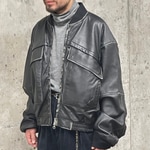 オバんの服福 〜 レザー ショートブルゾン 〜
