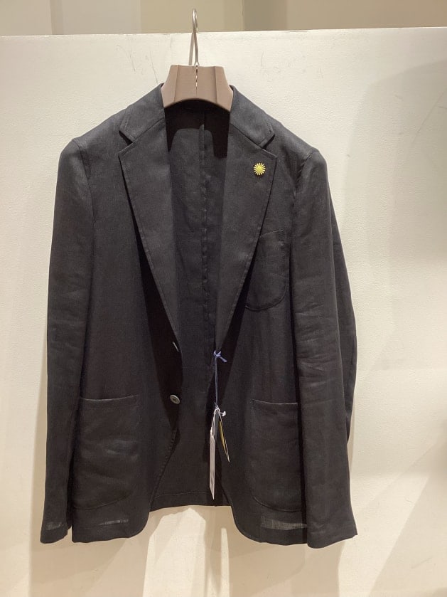 BARBA EASY J1 リネン シングルブレステッド2Bジャケット