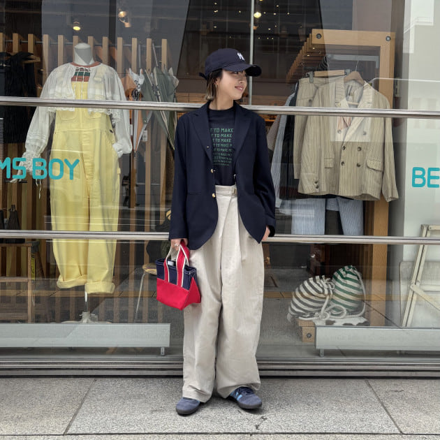 【いわゆるTODAY'S OUTFITってやつです♪ こなれ感たっぷり！ワイドパンツで作る春のゆるカジュアル】