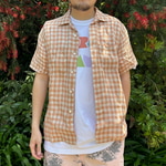 Open Collar Panama Plaid Linen