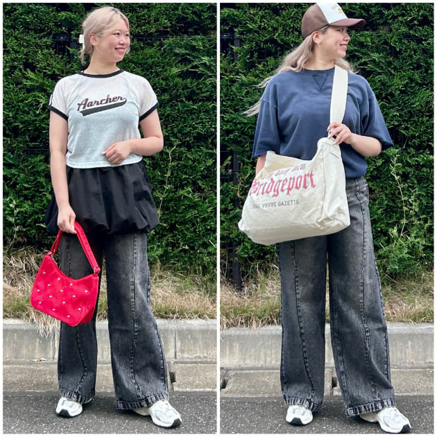 【トレンド“バギーパンツ“のメンズとレディース2パターンコーデ】