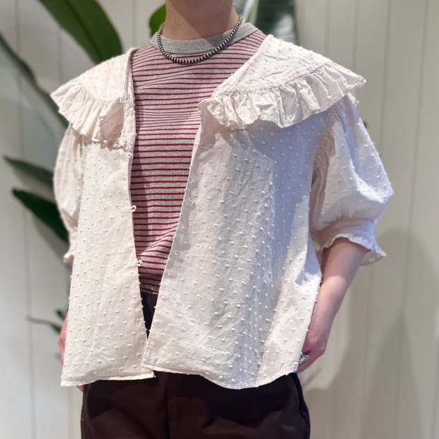 可愛いがたっぷり詰まった一着♡新型のドット ドビー ビッグカラー ショートスリーブ！