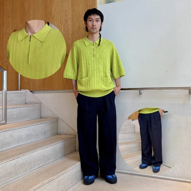 【ご紹介させて下さい。春夏に映える、上品ライムグリーン。crepusculeのニットポロで彩るスタイル】