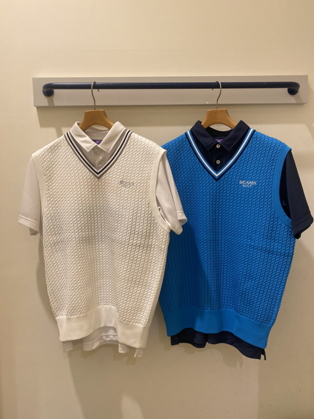 BEAMS GOLF 二枚セット　ケーブル編み ノースリーブベスト BEAMS GOLF 二枚セット ケーブル編み ノースリーブベスト 大人