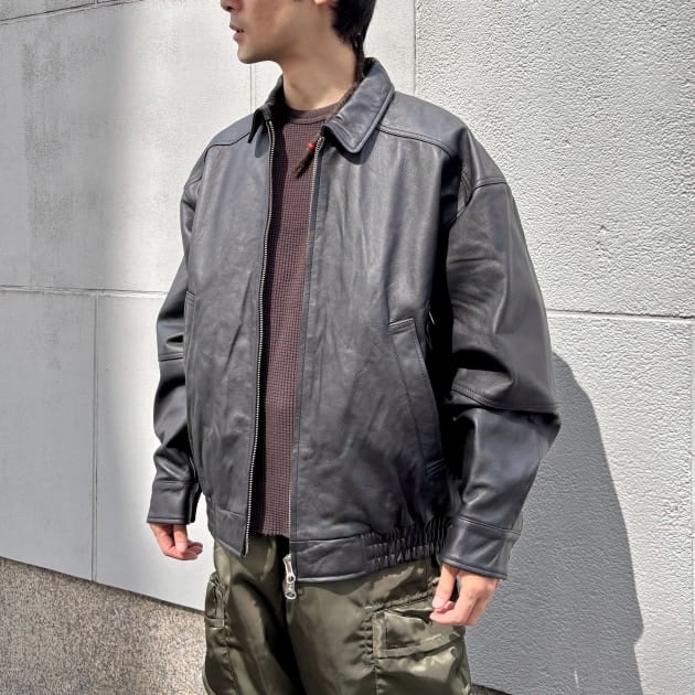 R6046h15　▼ドレステリア▼　リブ付き シープレザーブルゾン 38/M 黒 秋～春 DRESSTERIOR（ドレステリア）の「◇毎年大人気のショートコートが