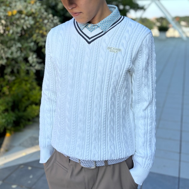 新品　撥水 Vネック プルオーバー BEAMS GOLF Vネック プルオーバー BEAMS GOLF（ビームスゴルフ）の「BEAMS GOLF ORANGE LABEL / 撥水