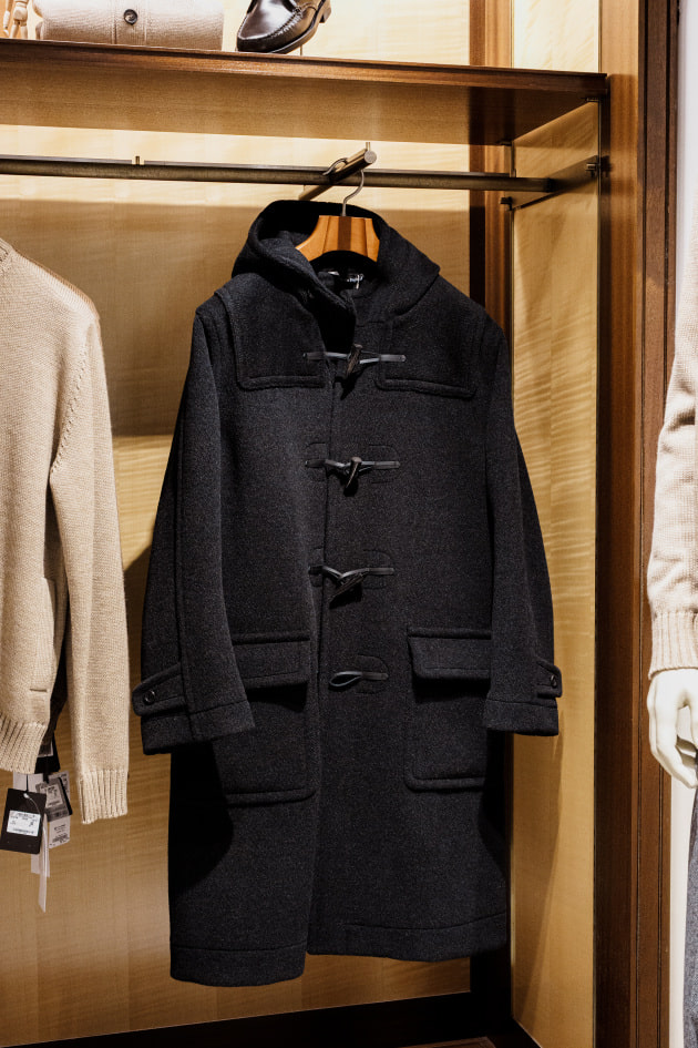 インバーティア　美品　ヘリンボーンダッフル　Lグレーイギリス製　ビームス F INVERTERE インバーティア ／ JOSHUA ELLISウールヘリンボーン