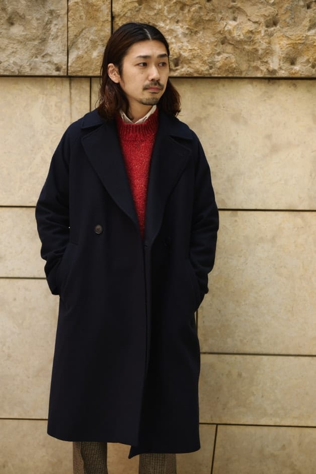 【美品】beams別注hevo / BRINDISI ダブルブレストコート Brilla per il gusto（ブリッラ ペル イル グスト）【別注】hevo