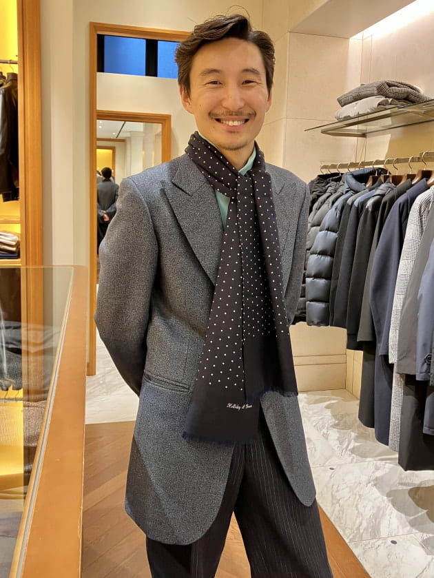 【新品】holiday&brown ウールシルクドットストール ビームスf BEAMS F（ビームスF）Holliday & Brown / ウールシルク ドット