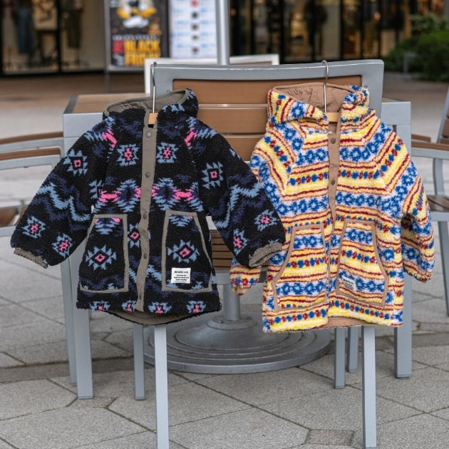 【BEAMS mini】リバーシブル総柄ボア フードコート
