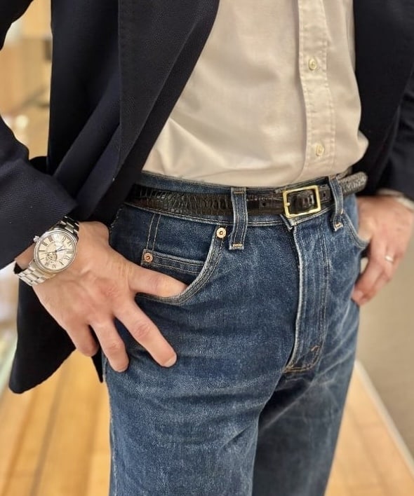 Anderson's〉この使い勝手のいいクロコスタンプレザーベルトをお試し