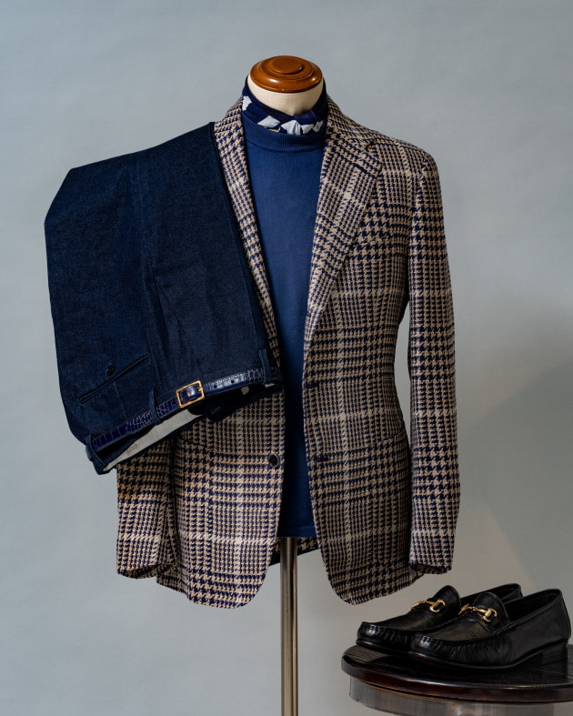 STILE LATINO ツイードジャケット BEAMS F ブルー チェック 2026年春夏＞BEAMS Fシーズンルック紹介vol.2＜Joshua Ellis