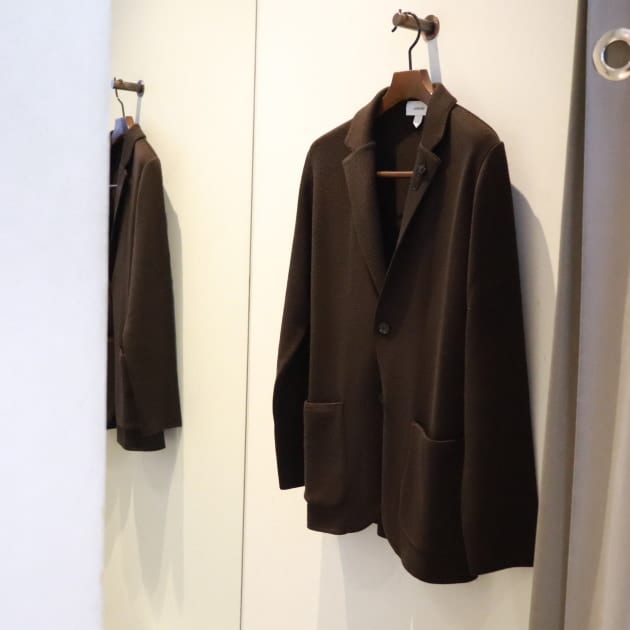 <極美品>LARDINI ブラウン ウール ニットジャケット サイズS相当 大和田がススメる【楽かつ上品にキマるニットジャケット】LARDINI